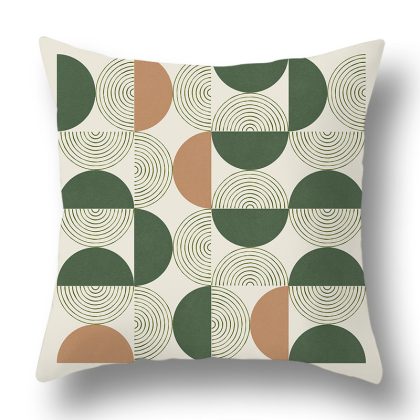 4PCS Simple Tropical Green Geometry Print Cushion Covers Set for Home Decor